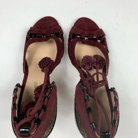 Paola Fabris Daido Heel Purple Pom Pom Wrap Ankle - Picture 9 of 13